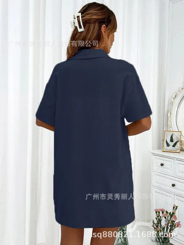 Casual Loose Single-breasted Top And Drawstring Shorts Set Fashion Ladies Suits Summer 2 Piece Set  Matching Outfits - The Clothing Company Sydney