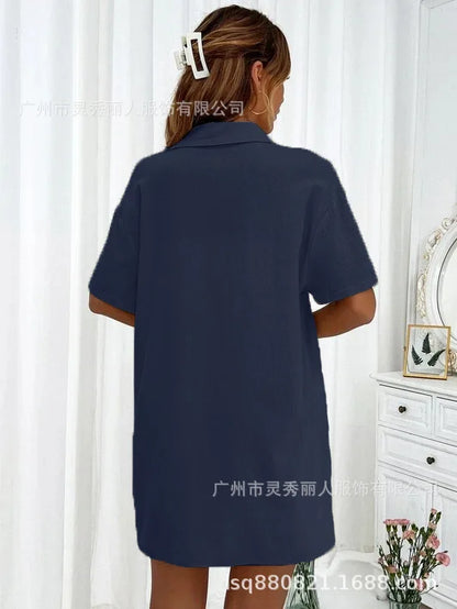 Casual Loose Single-breasted Top And Drawstring Shorts Set Fashion Ladies Suits Summer 2 Piece Set  Matching Outfits - The Clothing Company Sydney