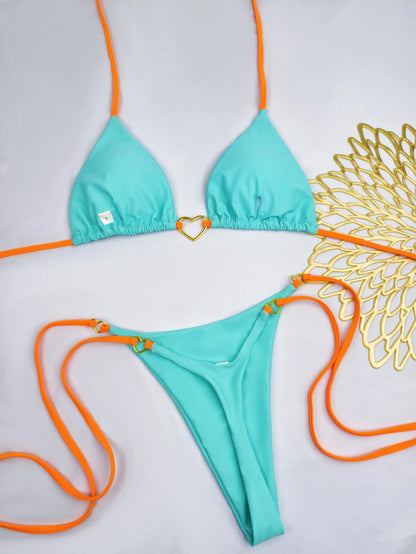 Women's White Bikini Low Waist Lace-up Swimsuit Two-piece Set Swimwear - The Clothing Company Sydney