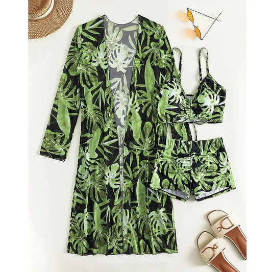 Print Three-Piece Swimsuits Tankini Sets Swimwear Push Up Beach Wear Bathing Suit Swimming Suit The Clothing Company Sydney