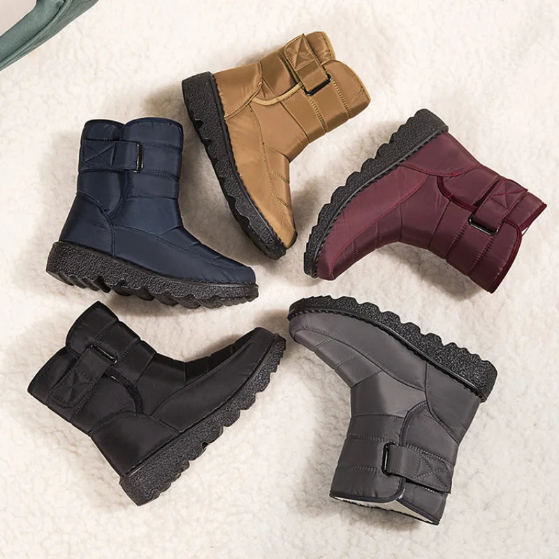 Non Slip Waterproof Snow Boots Women's Thick Plush Winter Ankle Boots Cotton Padded Shoes - The Clothing Company Sydney