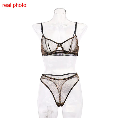 Seamless Bra Set See Through Lingerie Outfit Fine Lace Underwear Intimate 2 Piece Set - The Clothing Company Sydney