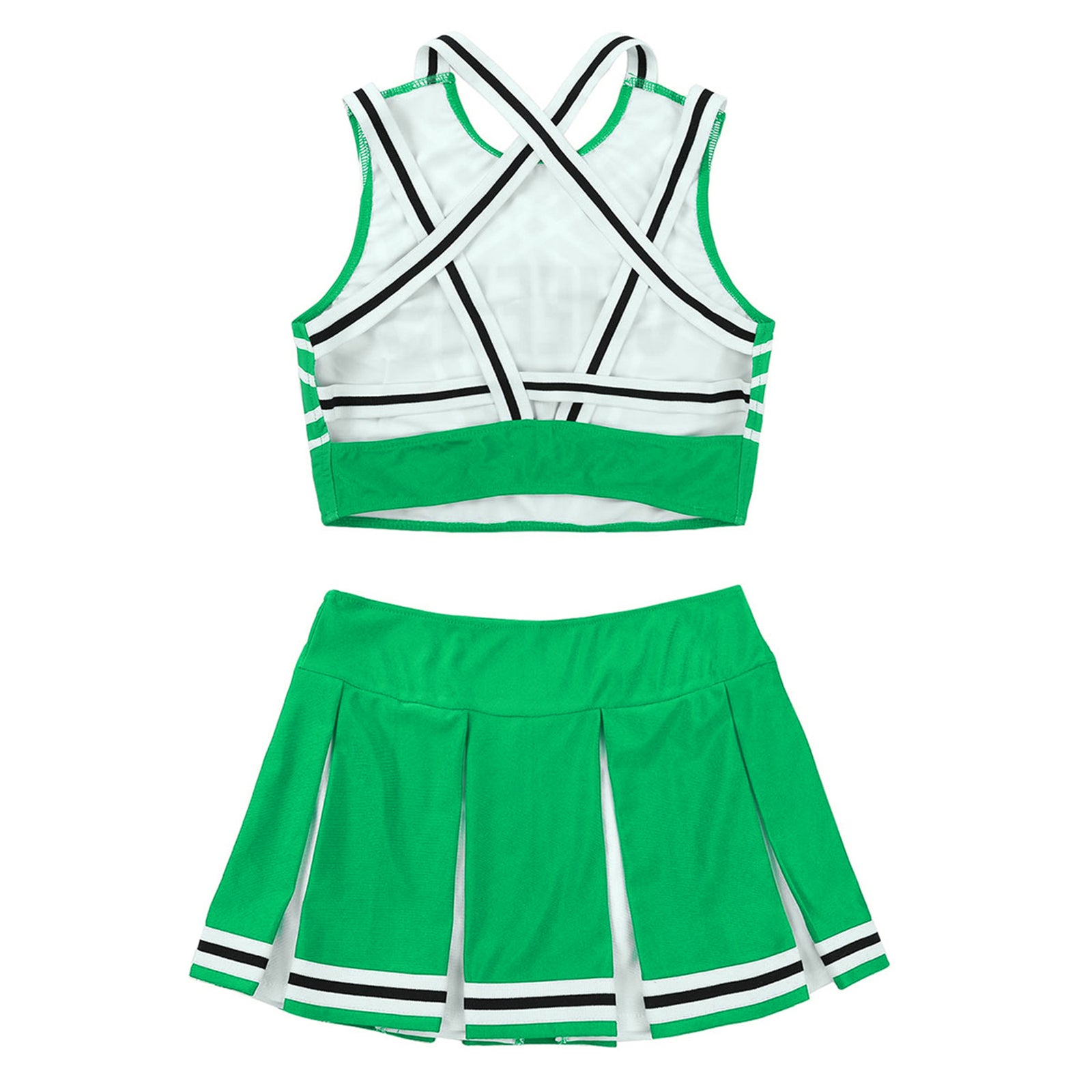 Women's Cheerleading Uniform Set Sleeveless Crop Top with Mini Pleated Skirt Cosplay Sports Stage Outfits - The Clothing Company Sydney