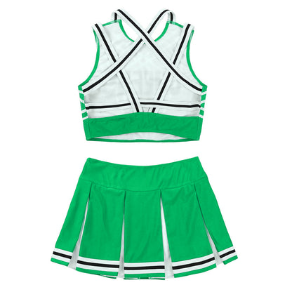 Women's Cheerleading Uniform Set Sleeveless Crop Top with Mini Pleated Skirt Cosplay Sports Stage Outfits - The Clothing Company Sydney