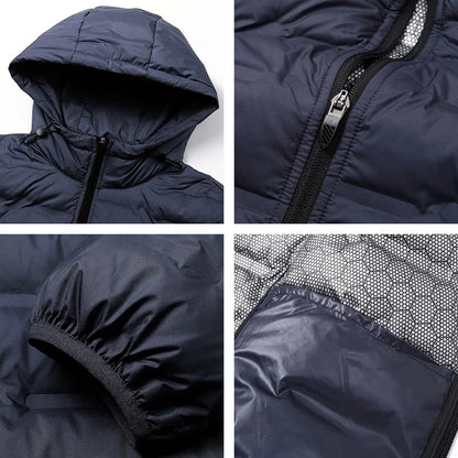 Men’s White Duck Down Winter Jacket – Waterproof Hooded Puffer Coat, Thick & Windproof Parka The Clothing Company Sydney
