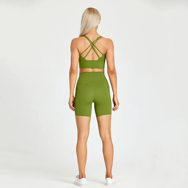 Yoga Shorts Set Women Fitness Suit 2 Piece Sports Gym Wear Workout Clothes Running Sportswear Sport Outfit The Clothing Company Sydney