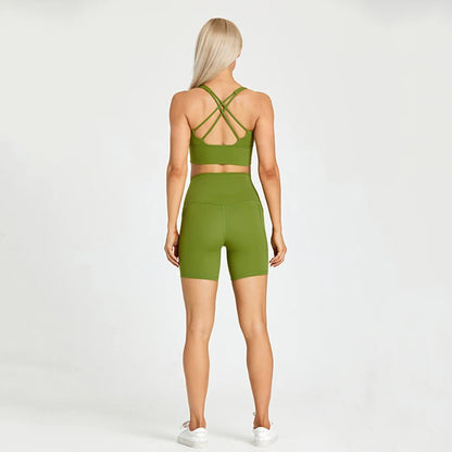 Yoga Shorts Set Women Fitness Suit 2 Piece Sports Gym Wear Workout Clothes Running Sportswear Sport Outfit The Clothing Company Sydney