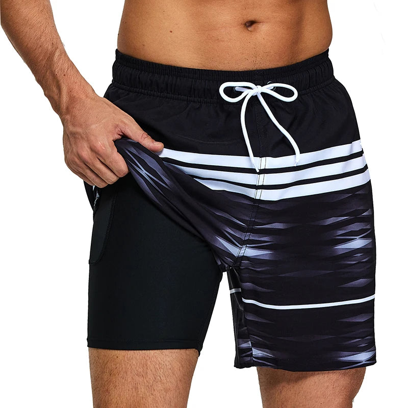 Polyester Swimming Shorts Men Gym Board Quickly Dry Elastic Waist Beach Pants Board Shorts - The Clothing Company Sydney
