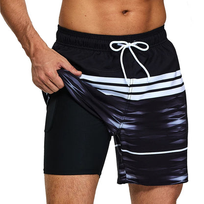 Polyester Swimming Shorts Men Gym Board Quickly Dry Elastic Waist Beach Pants Board Shorts - The Clothing Company Sydney