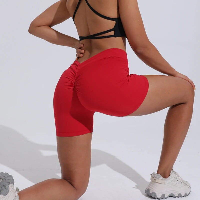 V-Back shorts High waist yoga women's training sports fitness pants Activewear Short - The Clothing Company Sydney