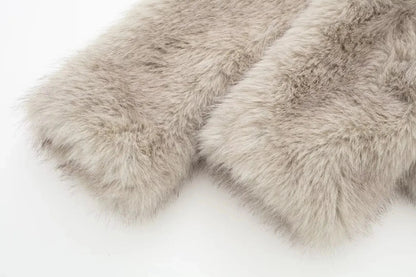 Women's Fashion Cropped Faux Fur Jacket Coat Long Sleeve Front Snap-button Outerwear Chic Lapel Collar Thick Coat The Clothing Company Sydney