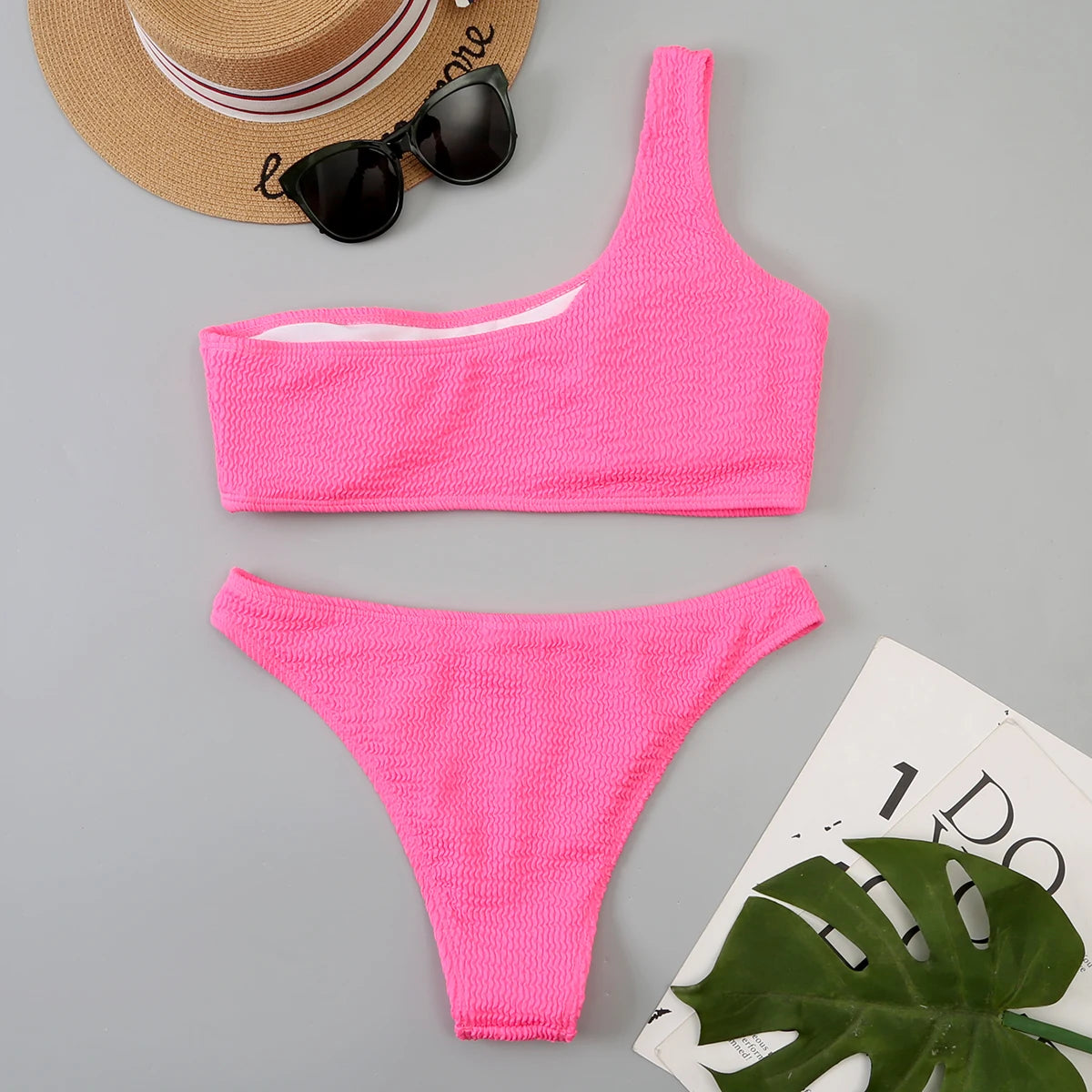 One Shoulder Bikini Women Swimwear Swimsuit Solid Beachwear Bathers Bathing Suit The Clothing Company Sydney