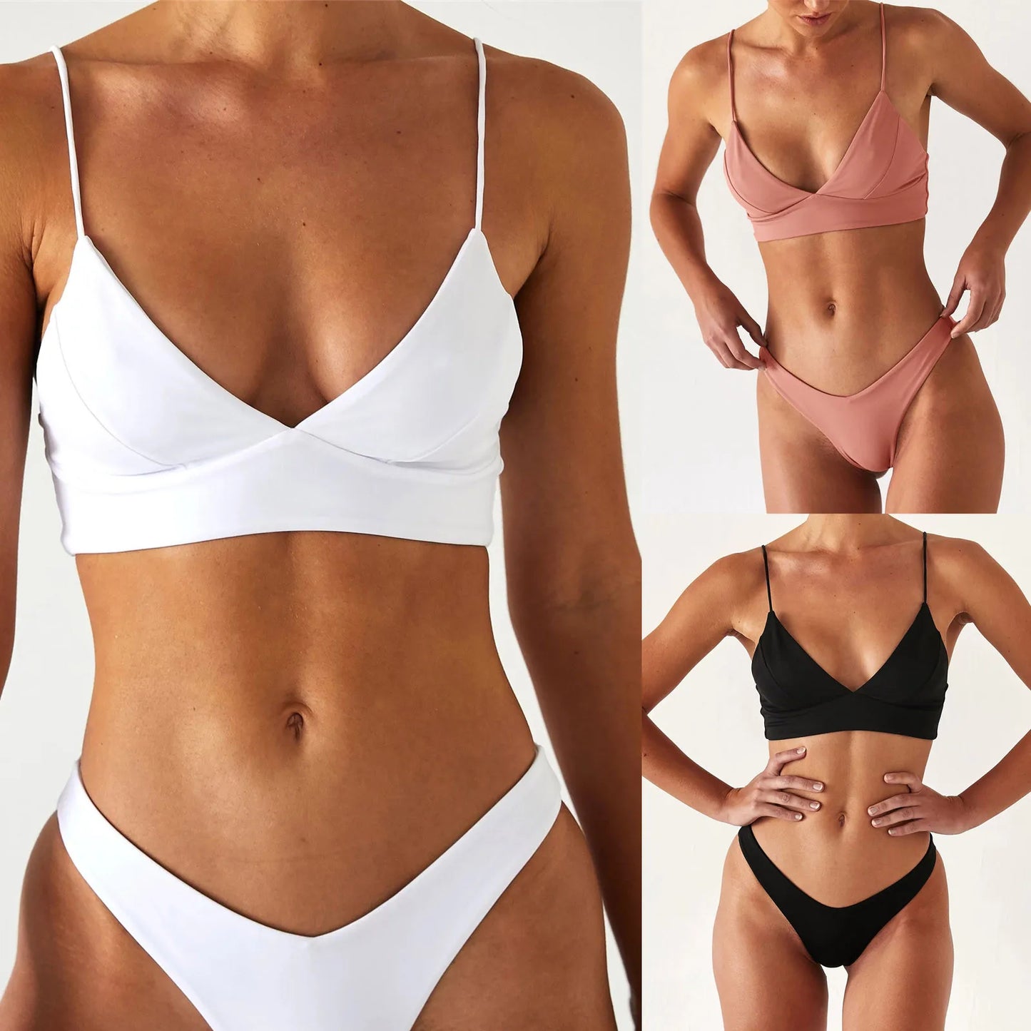 2 Piece Women's Push Up High Cut Bikini Set Two Piece Low Waist Swimsuit Fashion Swimming Set With Chest Pad Swimwear - The Clothing Company Sydney