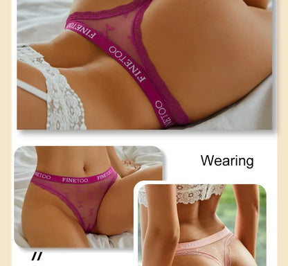 4 Pack Womens Lace Panties Low Rise Thongs Female G-String Underwear High Elastic Waist Soft Intimates Lingerie - The Clothing Company Sydney