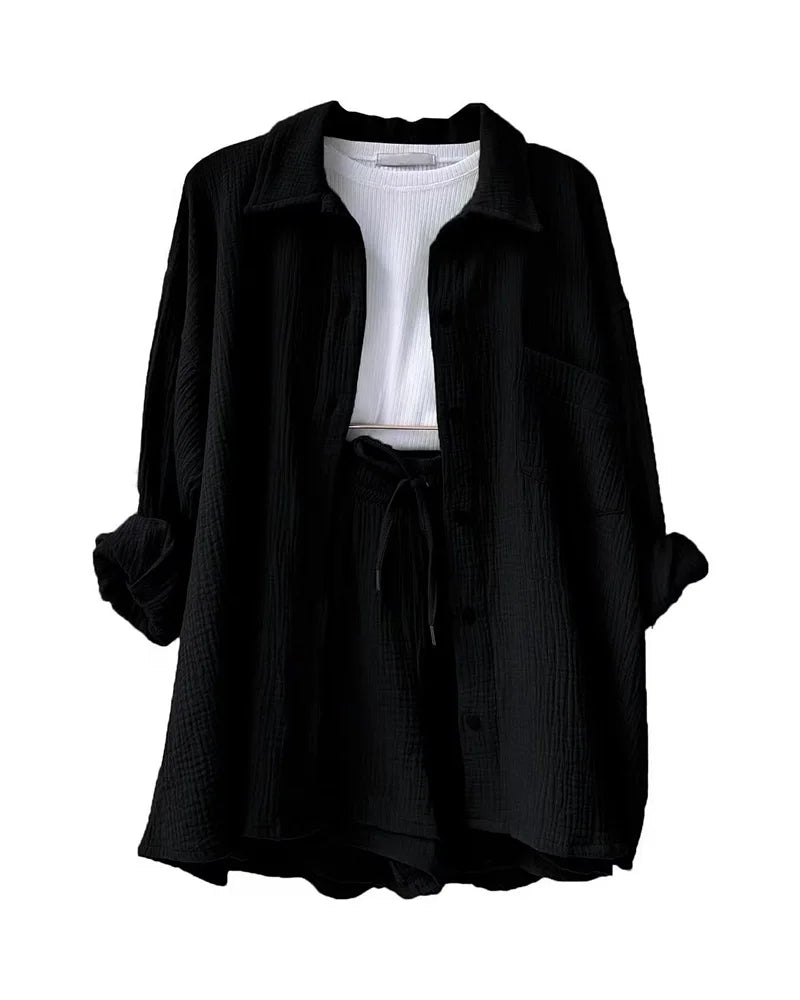 Summer Women's Suit Short Sets Outfits Suit Two Piece Button Up Matching Outfit Set - The Clothing Company Sydney