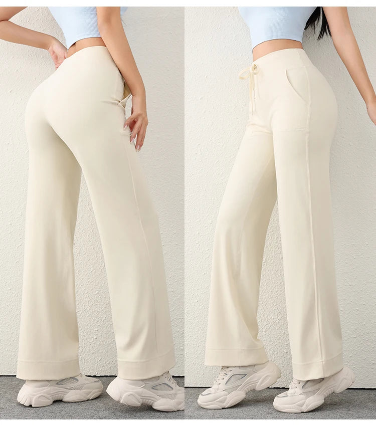 Women's Casual Loose Straight Running Sweatpants Wide Leg Drawstring Design With Side Pockets Leggings Yoga Pants The Clothing Company Sydney