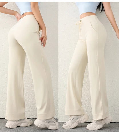 Women's Casual Loose Straight Running Sweatpants Wide Leg Drawstring Design With Side Pockets Leggings Yoga Pants The Clothing Company Sydney