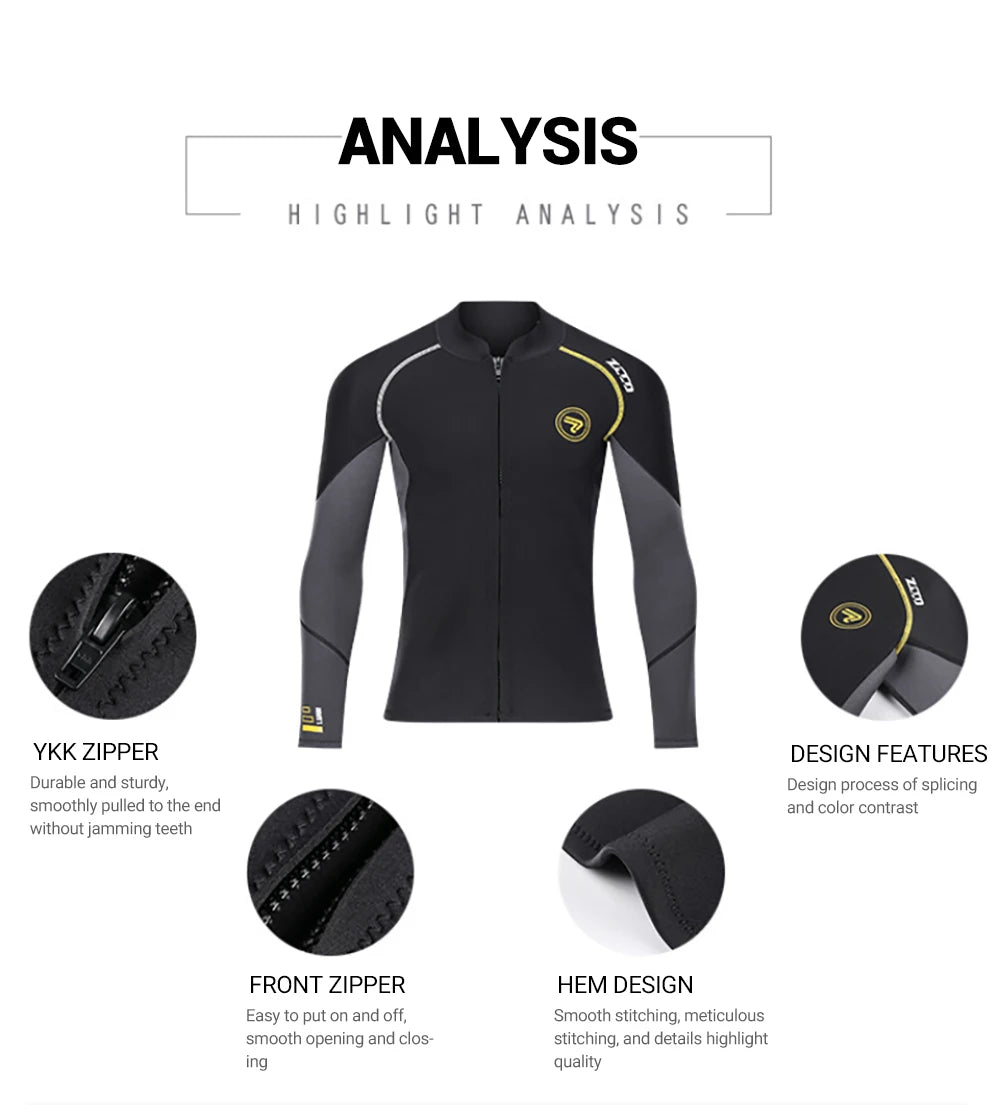 Men's Wetsuit Neoprene Scuba Diving Suit One-piece Zipper Thickened Warm Spearfishing Swimwear Kayak Surfing Swimsuit - The Clothing Company Sydney