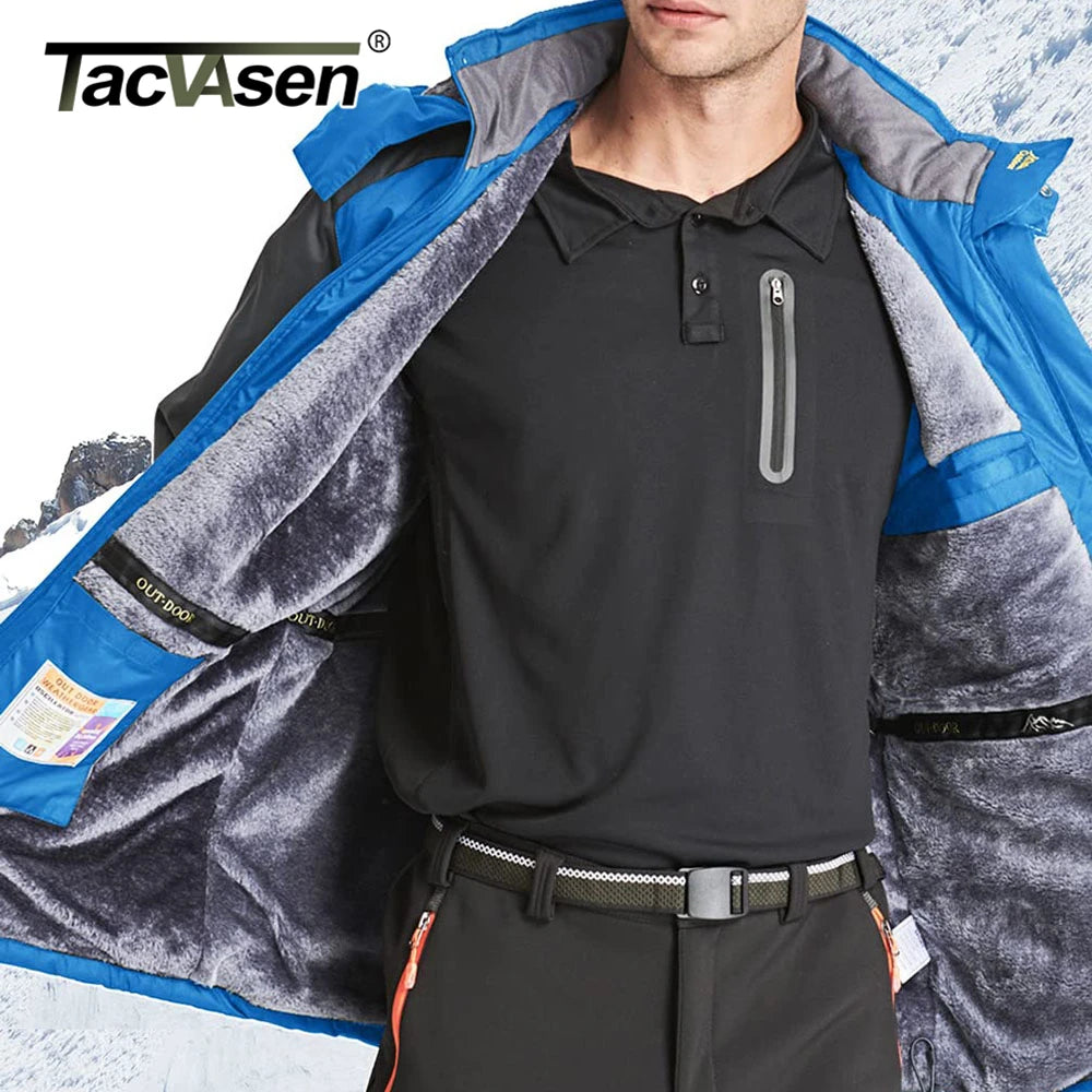 Winter Fleece Lining Parka Waterproof Men's Ski Snowboard Jackets Windproof Removable Hoodie Coats Casual Windbreaker - The Clothing Company Sydney