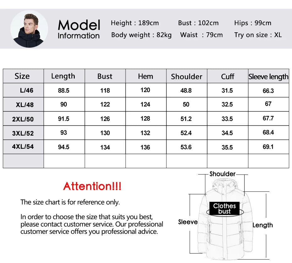 Men's winter jackets for men casual cotton coat mid-length Puffer Parkas - The Clothing Company Sydney