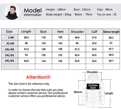 Men's winter jackets for men casual cotton coat mid-length Puffer Parkas - The Clothing Company Sydney