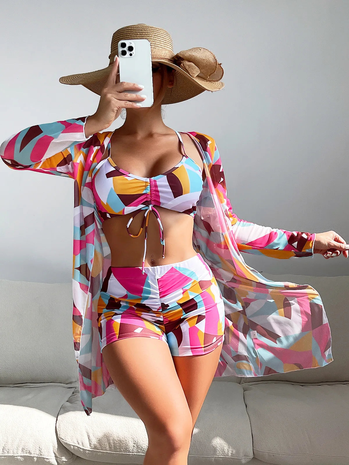 Print Three-Piece Swimsuits Tankini Sets Swimwear Push Up Beach Wear Bathing Suit Swimming Suit The Clothing Company Sydney
