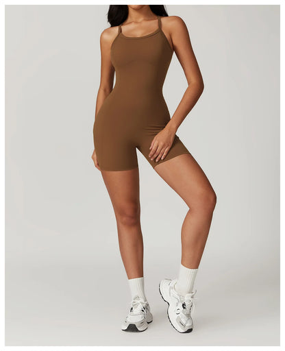 Women's Cross Strap Romper Backless Set Fitness Bodysuit Sportswear Gym Clothes Jumpsuit One-piece Playsuit Yoga Suit - The Clothing Company Sydney