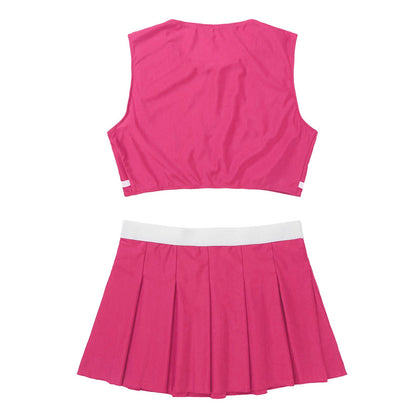 Women's Cheerleader Cosplay Costume Uniform Outfit Stand Collar Crop Top with Mini Pleated Skirts Carnival Cheerleading Suit The Clothing Company Sydney