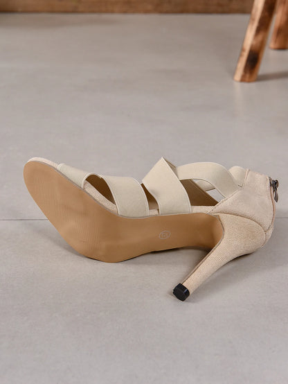 Black Open Toes Shoes Women's Sandals Super High Heel Pumps Ladies Broadband Back Zipper Party Wedding Sandal - The Clothing Company Sydney