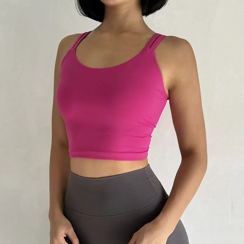 Women's Sports Bras Fitness Top Lingerie, Push Up Fixed Pad Yoga Bra Knotted Back Running Vest Gym Tops The Clothing Company Sydney