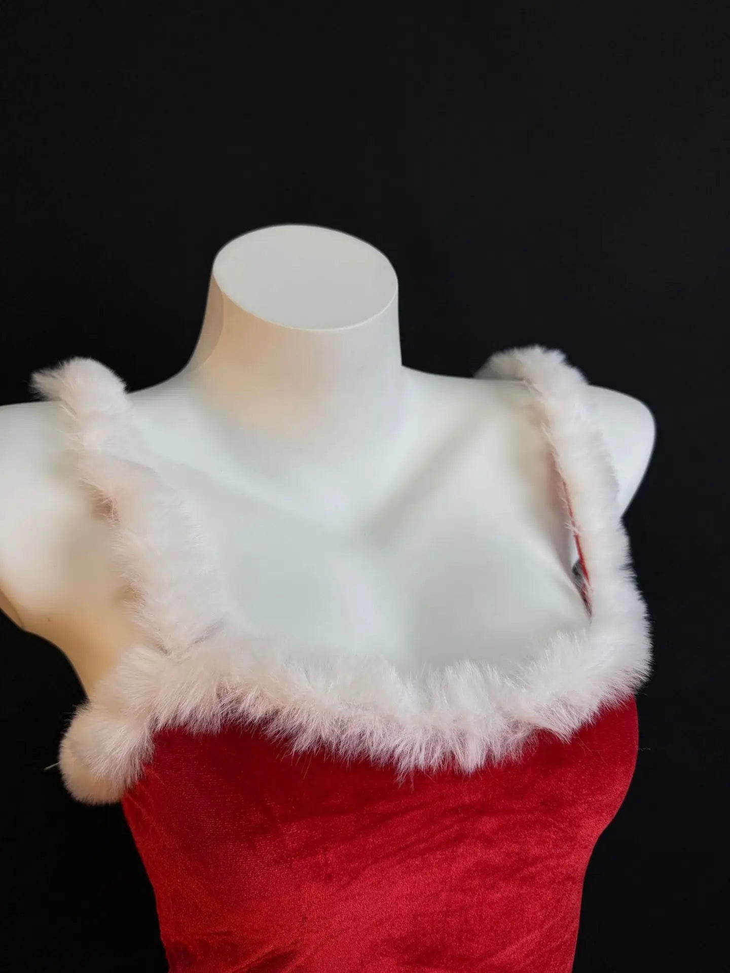 Womens Xmas Dresses Fluffy Velvet Dress Thong 2 Piece Set Sparkling Red Split Strap Up Elegant Party Cosplay Christmas Costume The Clothing Company Sydney