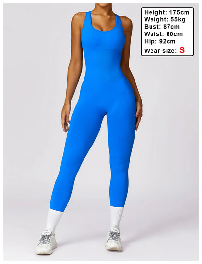 Seamless Gym Sport Jumpsuit Women Sportswear Hollow Backless Scrunch Fitness Overalls Push Up One Pieces Outfit Yoga Wear The Clothing Company Sydney