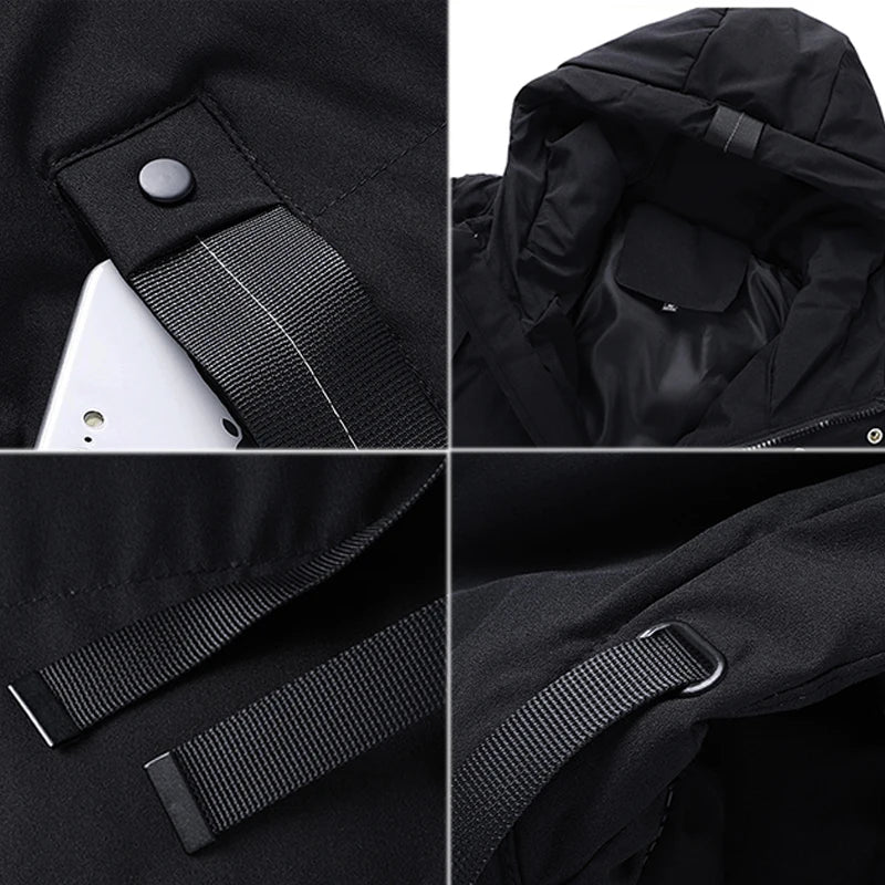 Men's Winter Warm Long Outwear Hooded Thicken Mid-length Hooded Warm Coat Puffer Jacket Fashion Parka Overcoat - The Clothing Company Sydney