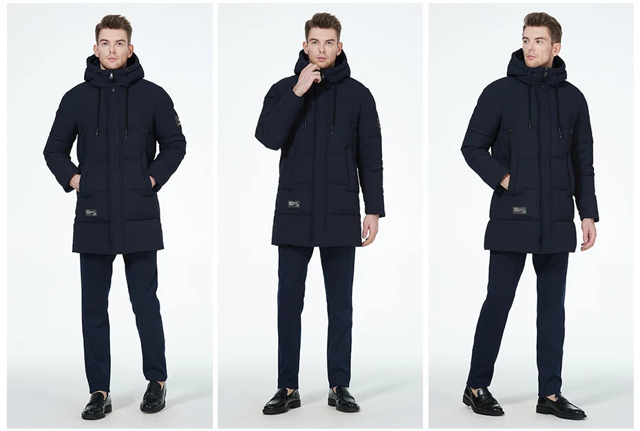 Men's winter jackets for men casual cotton coat mid-length Puffer Parkas - The Clothing Company Sydney