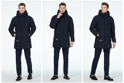 Men's winter jackets for men casual cotton coat mid-length Puffer Parkas - The Clothing Company Sydney