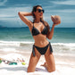 Women's V Neck Solid Logo Print Triangle Bikini Set Two Piece Set Swimsuit Bathing Suit Swimwear Beach Suit The Clothing Company Sydney