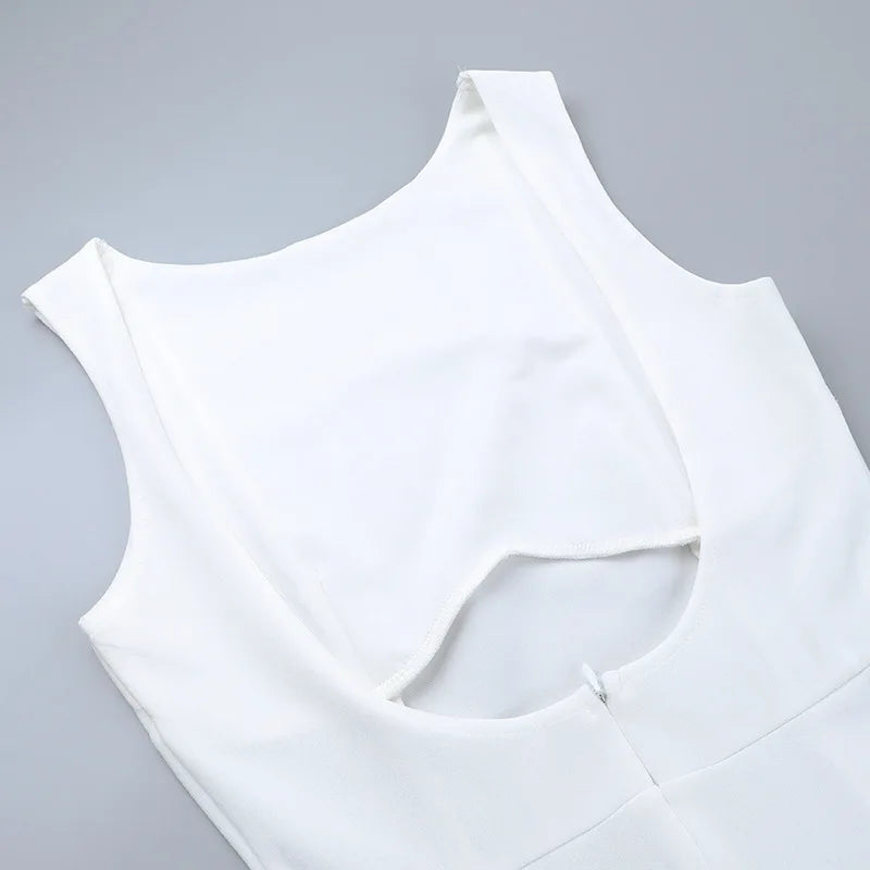 Women's Summer Short Backless Wedding Party Elegant Casual White Slip Sundress Sleeveless Dress - The Clothing Company Sydney