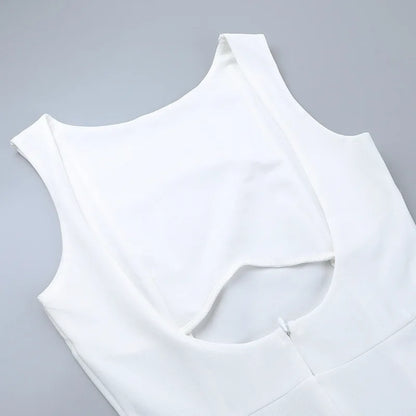 Women's Summer Short Backless Wedding Party Elegant Casual White Slip Sundress Sleeveless Dress - The Clothing Company Sydney