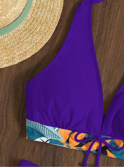 2 Piece Halter Bikini Set Shorts Swimsuit High Waist Swimwear Female Printed Bathers Swimming Bathing Swim Suit Beachwear - The Clothing Company Sydney