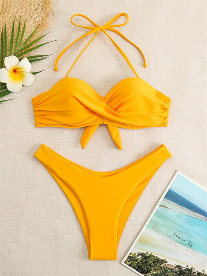 Bikini Swimsuit Women Swimwear Solid Push Up Bikinis Set High Waist Thong Bathing Suit Two Pieces Swimming Suits Female The Clothing Company Sydney