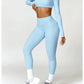 2 Piece Long Sleeve Gym Set Women Yoga Clothes Quick-Drying Sportswear Running Leggings Workout Sports Crop Top Shorts