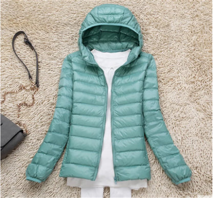 Women Puffer Jacket Plus Spring Autumn Female Ultra Lightweight Packable Hooded Down Coats - The Clothing Company Sydney
