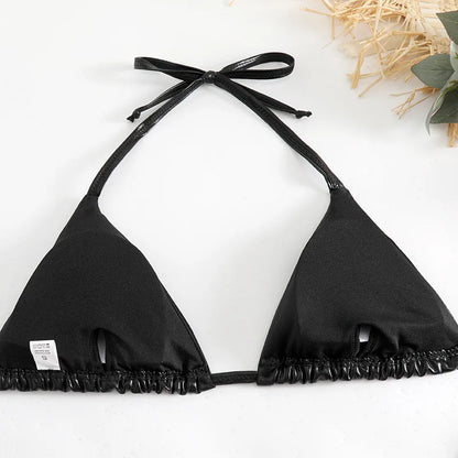 2 Piece Shiny Triangle Micro Thong Bikinis Sets Swimsuit Mini Swimwear Bathing Swiming Suits - The Clothing Company Sydney