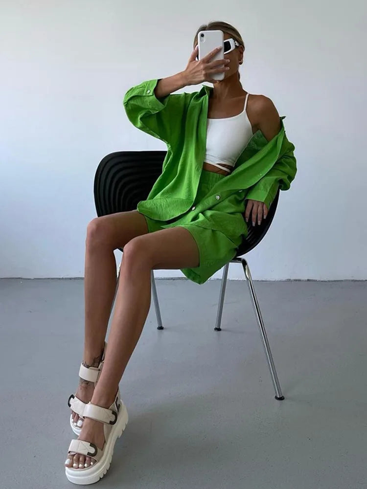 Summer Women's Suit Cotton Casual Shorts and Shirts 2 Piece  Matching Outfit Set Linen Fashion Blouse Women's Suit - The Clothing Company Sydney