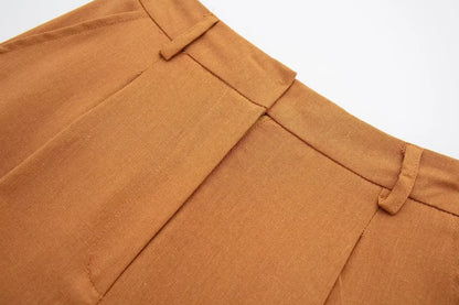 2 Piece Women's Suit Button V Neck Waistcoats Elegant Vest Top Zipper High Waist Slim Pants Shorts Summer Female Streetwear - The Clothing Company Sydney