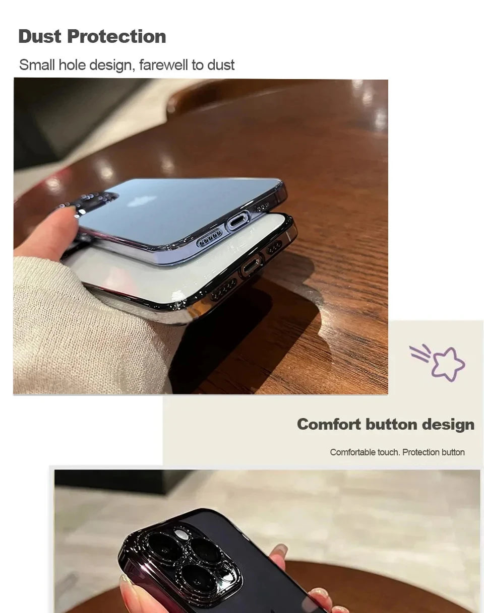 Plated Clear Case For IPhone 15 14 Pro Max Mini 15 Plus Shockproof Cover The Clothing Company Sydney