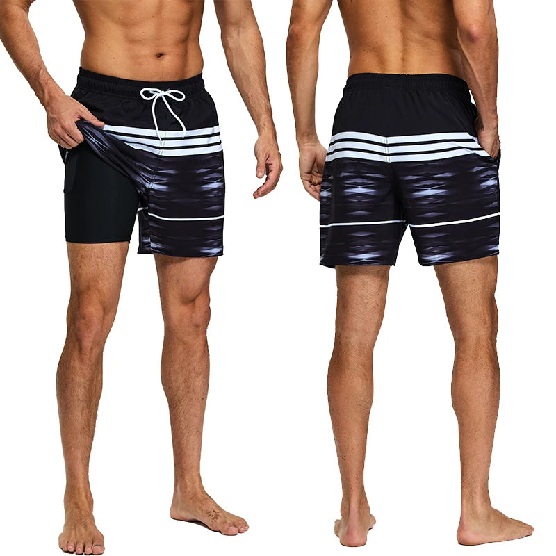 Polyester Swimming Shorts Men Gym Board Quickly Dry Elastic Waist Beach Pants Board Shorts - The Clothing Company Sydney