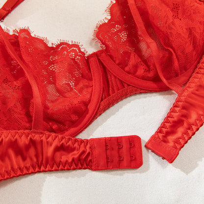 Lace Lingerie Halter Bra Heart g-String Thongs Garter Ensemble Exotic Underwear Set The Clothing Company Sydney