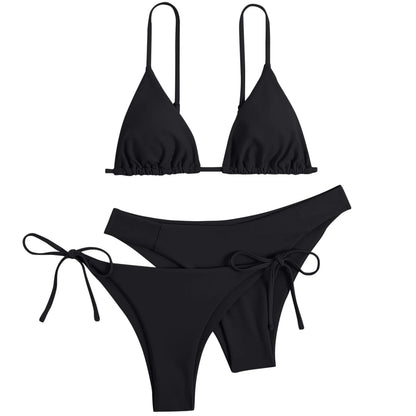 3 Piece Bikini Set Women Solid Blue Purple Push Up Bandage Triangle Swimsuit Brazilian Beach Bathing Suit Swimwear - The Clothing Company Sydney