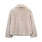 Women's Fashion Cropped Faux Fur Jacket Coat Long Sleeve Front Snap-button Outerwear Chic Lapel Collar Thick Coat The Clothing Company Sydney